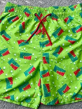 Mountain Dew Men’s Swim Trunks – Size Small – Retro Graphic